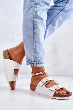 Damskie Klapki Sprzączki Inblu NM000028 Białe