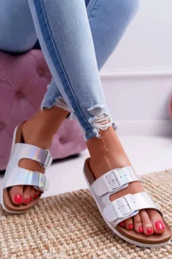 Damskie Klapki Srebrne Big Star DD274134