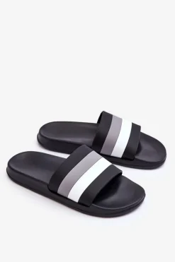 Damskie Klapki W Paski Czarne Vision