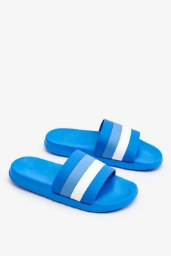 Damskie Klapki W Paski Niebieskie Vision