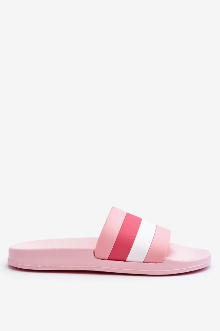 Damskie Klapki W Paski Różowe Vision