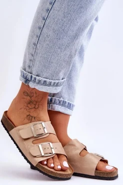 Damskie Klapki Wsuwane Beżowe Destino