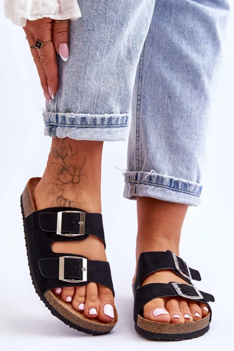 Damskie Klapki Wsuwane Czarne Destino