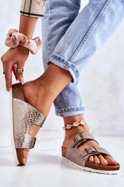 Damskie Klapki Wsuwane Inblu NM000027 Srebrne