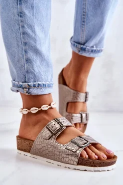 Damskie Klapki Wsuwane Inblu NM000027 Srebrne