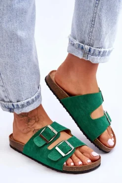 Damskie Klapki Wsuwane Zielone Destino