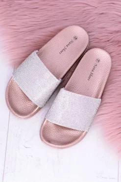 Damskie Klapki Z Cyrkoniami MadameCristal Różowe