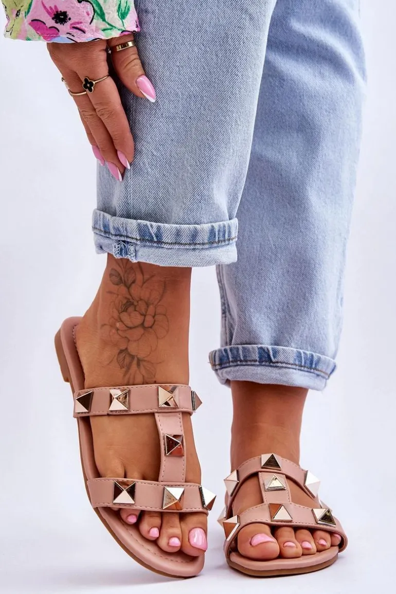 Damskie Klapki Z Dużymi Ćwiekami Nude Mercure