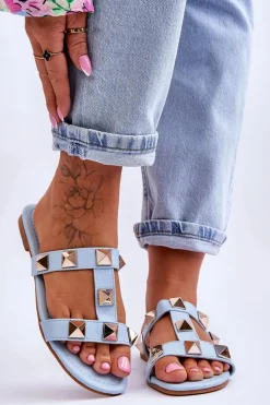 Damskie Klapki Z Dużymi Ćwiekami Niebieskie Mercure