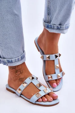 Damskie Klapki Z Dużymi Ćwiekami Niebieskie Mercure