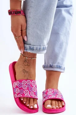 Damskie Klapki Z Emotikonami Fuksja Cosette