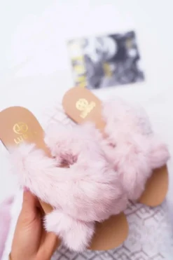 Damskie Klapki Z Futerkiem Lu Boo Różowe
