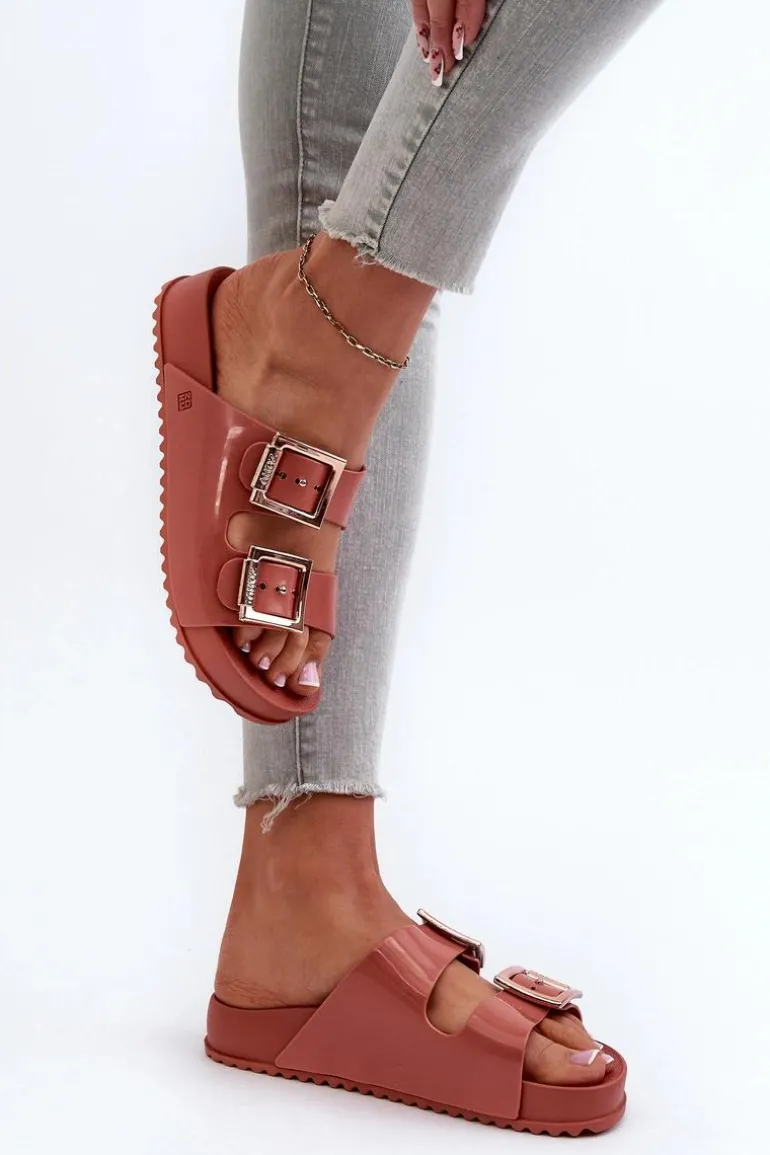 Damskie Klapki Z Klamrami ZAXY JJ285246 Brudny Róż