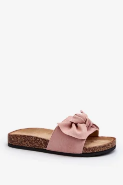 Damskie Klapki Z Kokarda Różowe Ezephira
