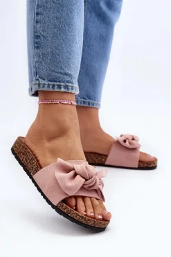 Damskie Klapki Z Kokarda Różowe Ezephira