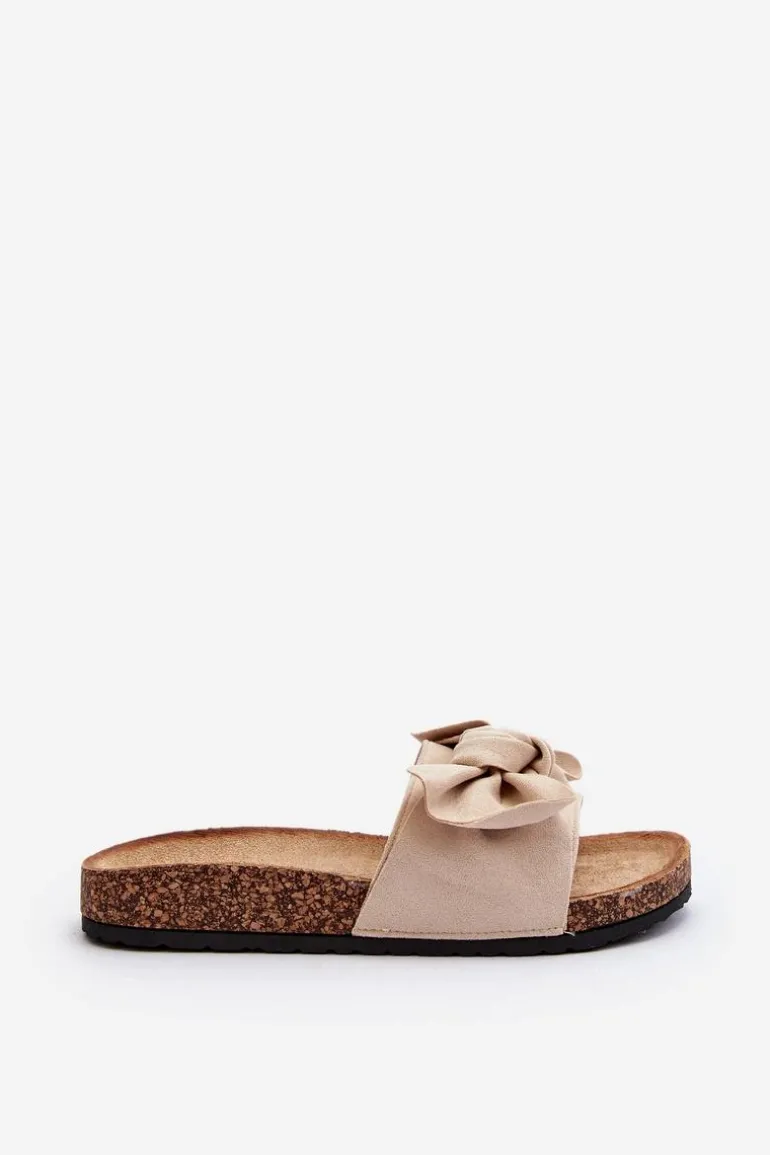 Damskie Klapki Z Kokarda Beżowe Ezephira