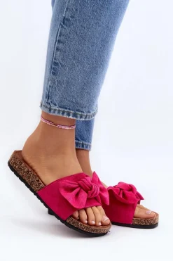 Damskie Klapki Z Kokarda Fuksja Ezephira
