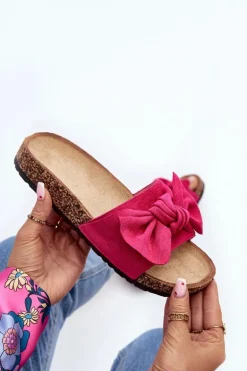 Damskie Klapki Z Kokarda Fuksja Ezephira