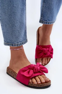Damskie Klapki Z Kokarda Fuksja Ezephira