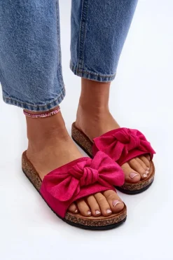 Damskie Klapki Z Kokarda Fuksja Ezephira