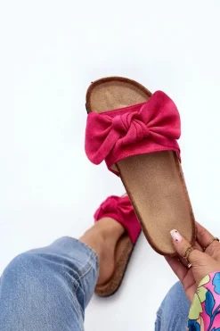 Damskie Klapki Z Kokarda Fuksja Ezephira