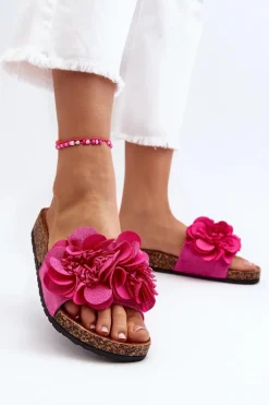 Damskie Klapki Z Kwiatami Fuksja Lulania