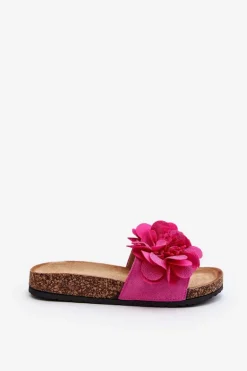 Damskie Klapki Z Kwiatami Fuksja Lulania