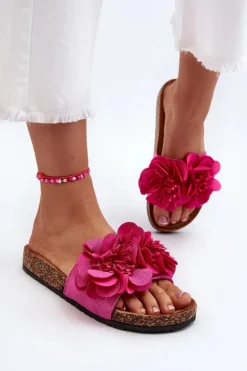 Damskie Klapki Z Kwiatami Fuksja Lulania