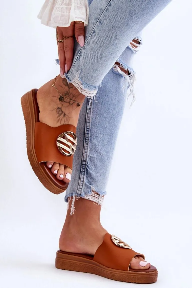 Damskie Klapki Z Ozdobą Camel Secrets