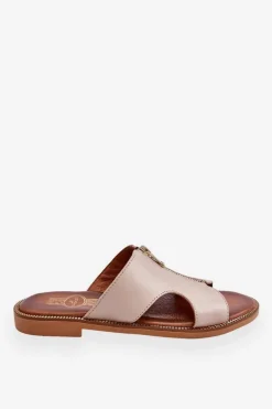 Damskie Klapki Z Ozdobnym Zamkiem Beżowe Lemar Clarence