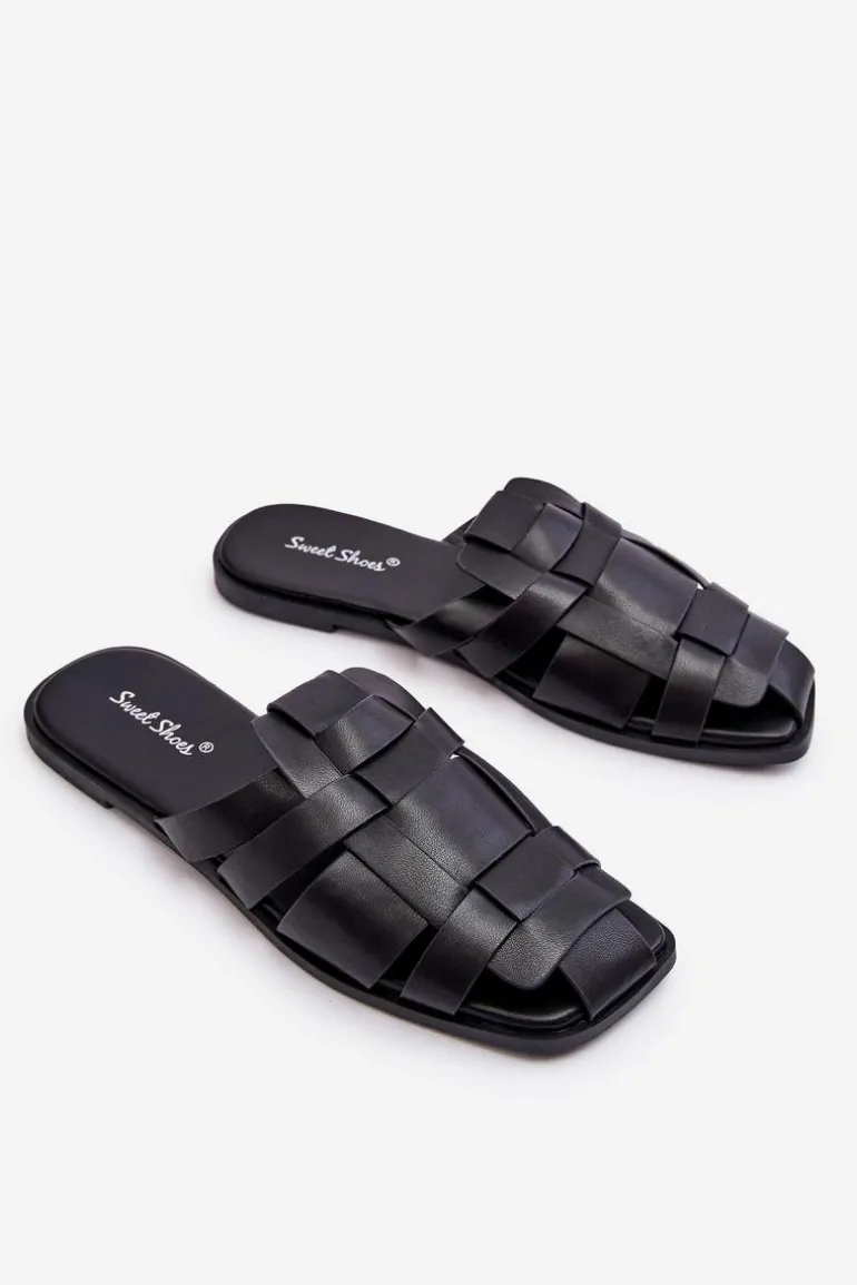 Damskie Klapki Z Paskami Czarne Reyna