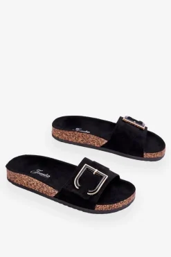 Damskie Klapki Zamszowe Na Platformie Czarne Festil