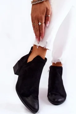 Damskie Klasyczne Botki Na Suwak Czarne Ellene