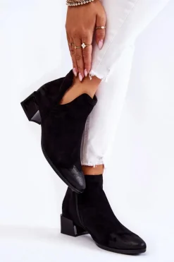 Damskie Klasyczne Botki Na Suwak Czarne Ellene