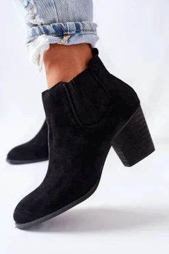 Damskie Klasyczne Botki Zamszowe Czarne Flashbrook
