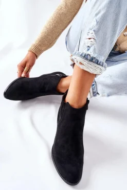 Damskie Klasyczne Botki Zamszowe Czarne Flashbrook