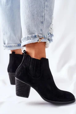 Damskie Klasyczne Botki Zamszowe Czarne Flashbrook