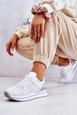 Damskie Klasyczne Buty Sportowe Na Koturnie Białe Advanced