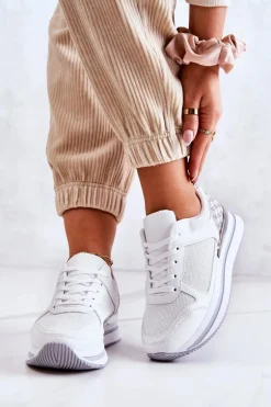 Damskie Klasyczne Buty Sportowe Na Koturnie Białe Advanced