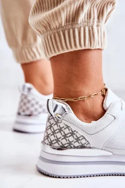 Damskie Klasyczne Buty Sportowe Na Koturnie Białe Advanced