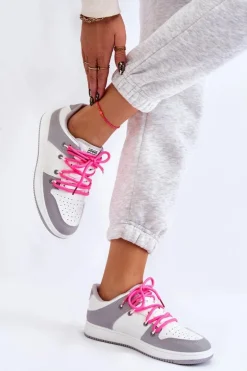 Damskie Klasyczne Buty Sportowe Podwójnie Sznurowane Biało-Szare Jella
