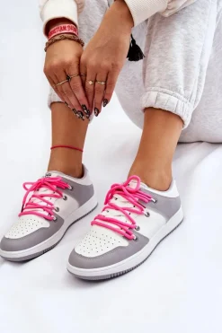 Damskie Klasyczne Buty Sportowe Podwójnie Sznurowane Biało-Szare Jella