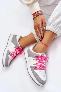 Damskie Klasyczne Buty Sportowe Podwójnie Sznurowane Biało-Szare Jella