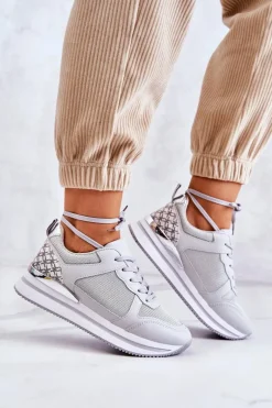 Damskie Klasyczne Buty Sportowe Na Koturnie Szare Advanced