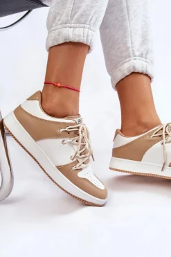 Damskie Klasyczne Buty Sportowe Podwójnie Sznurowane Biało-Beżowe Jella
