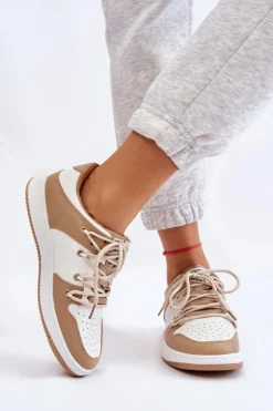 Damskie Klasyczne Buty Sportowe Podwójnie Sznurowane Biało-Beżowe Jella
