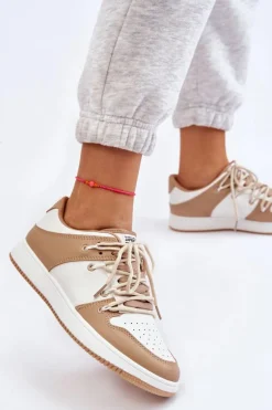 Damskie Klasyczne Buty Sportowe Podwójnie Sznurowane Biało-Beżowe Jella