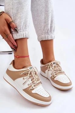 Damskie Klasyczne Buty Sportowe Podwójnie Sznurowane Biało-Beżowe Jella