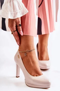 Damskie Klasyczne Czółenka Na Platformie Perłowy Beżowy Alivene