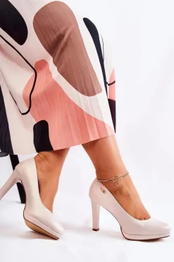 Damskie Klasyczne Czółenka Na Platformie Perłowy Beżowy Alivene